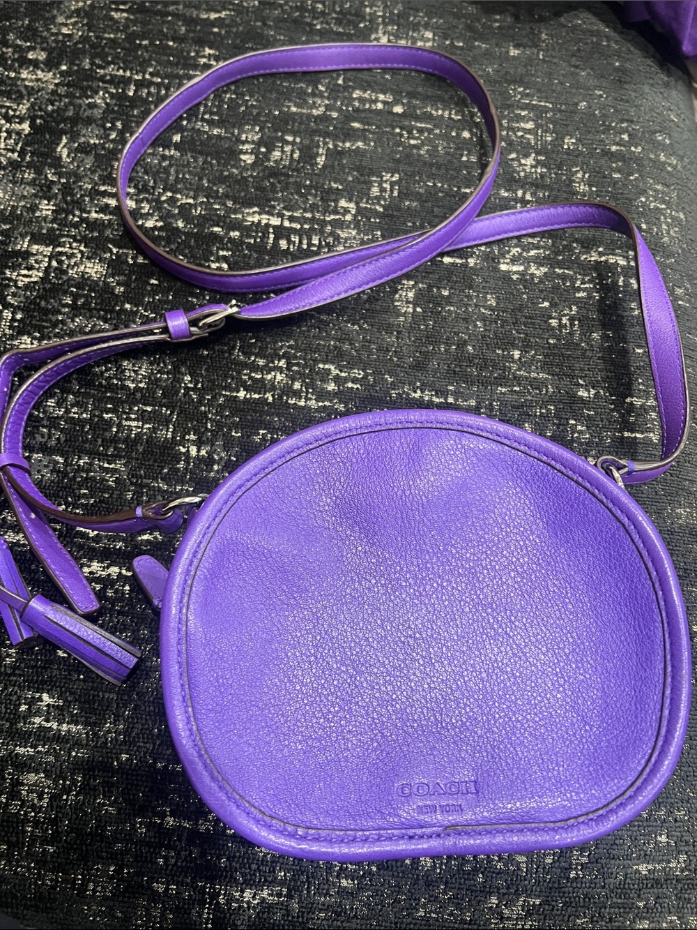 Coach Vibrant Purple Round Leather Crossbody Bag